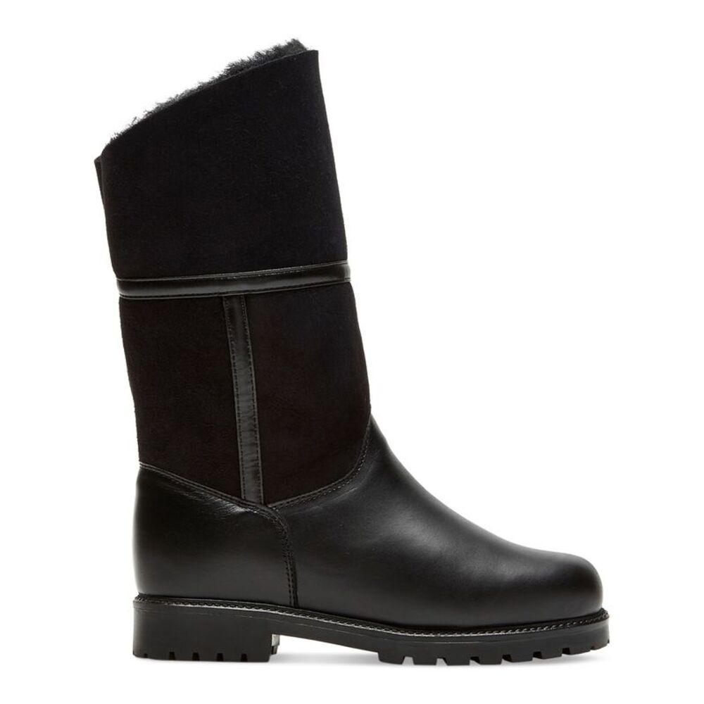 LA CANADIENNE Womens Black Mixed Media Hilaria Toe Leather Winter Boots 6 M - Picture 3 of 4
